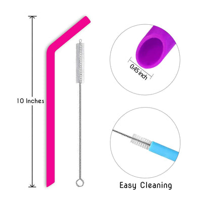 Reusable Silicone Straws -  8PCS Single Color Set