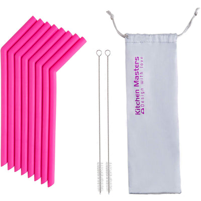 Reusable Silicone Straws -  8PCS Single Color Set