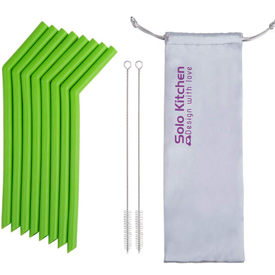 Reusable Silicone Straws -  8PCS Single Color Set