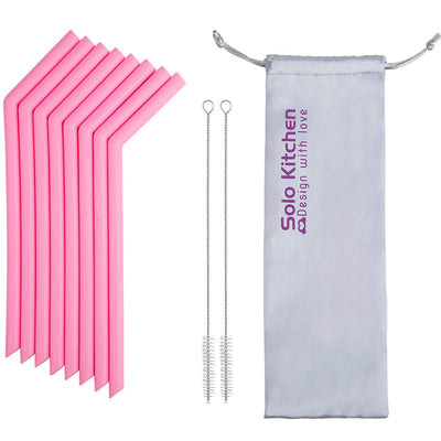 Reusable Silicone Straws -  8PCS Single Color Set