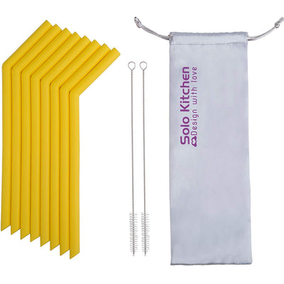 Reusable Silicone Straws -  8PCS Single Color Set