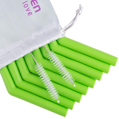 Reusable Silicone Straws -  8PCS Single Color Set