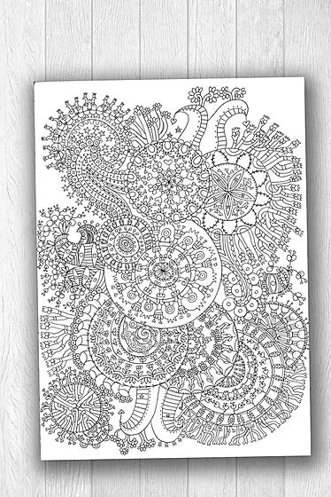 Unique Designs - Spiral Mandalas Coloring Poster